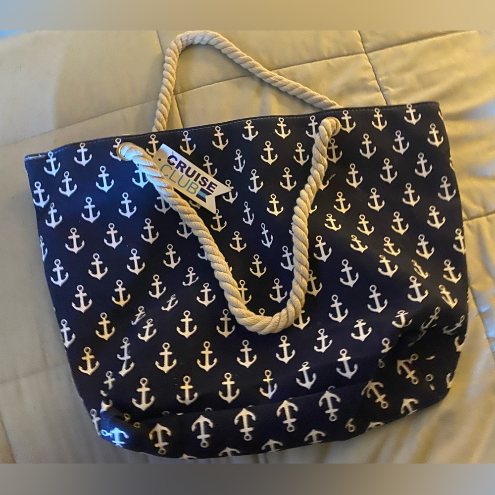 Cruise Club large beach tote bag with rope handle